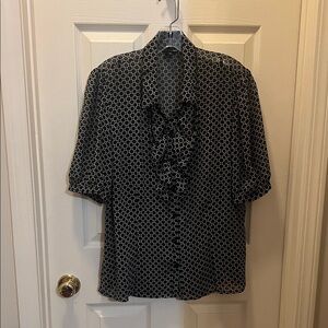 East 5th Black and White Geometric Blouse